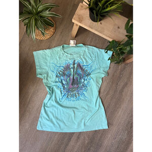 Harley-Davidson Women's XL Teal Graphic Tee Guitar Rocks Green Valley CA